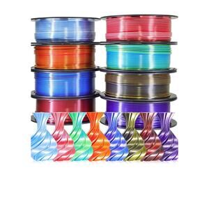 TTYT3D Dual Color Silk PLA Filament – 8 Spools Bundle (250g Each)